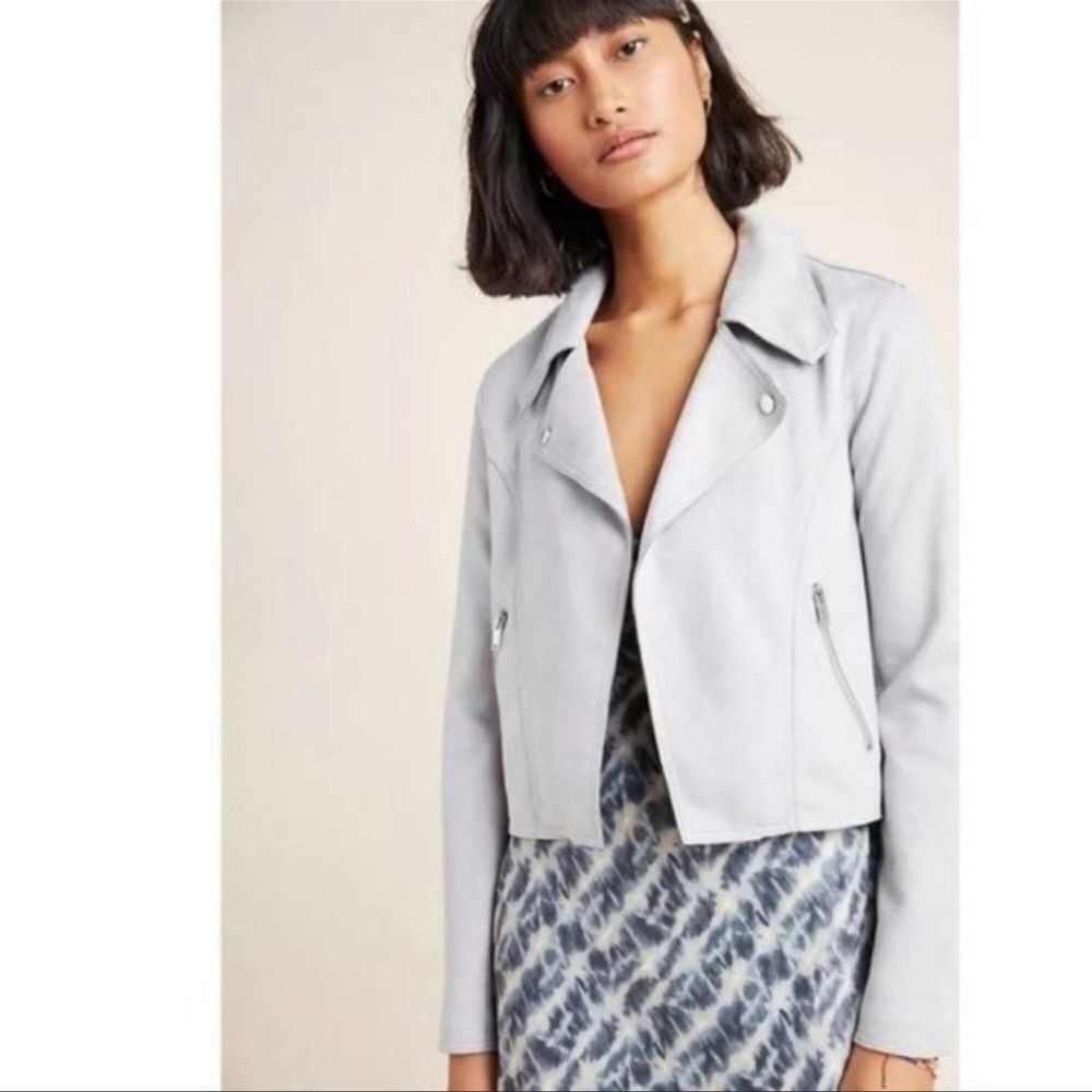 Anthropologie Gray Kelyn Faux Suede Moto Jacket NWT size XL - Picture 8 of 8